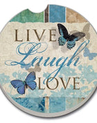 Ceramic Car Coasters - Live Laugh Love Butterfly