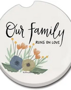 Ceramic Car Coasters - Our Family Runs On Love