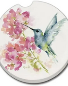 Ceramic Car Coaster - Hummingbird Watercolor