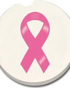 Ceramic Car Coaster - Breast Cancer Ribbon
