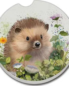 Ceramic Car Coaster - Hedgehog In Ivy