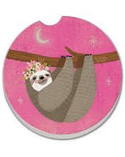 Ceramic Car Coaster - Pink Sloth
