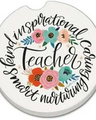 Ceramic Car Coaster - Teacher Words