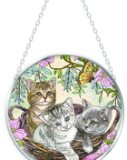 Stained Glass Window Art - Cats In Basket