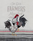 The Olde Farmers Market Rooster and Hen Embroidered Kitchen Tea Towel