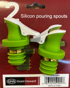 Pair of silicone pouring spouts for oil and vinegar bottles