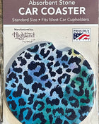 Ceramic Car Coaster - Leopard Blues