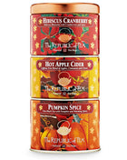 The Republic of Tea Harvest Stackable Tea Tin 3-Pack Hibiscus Cranberry - Hot Apple Cider - Pumpkin Spice
