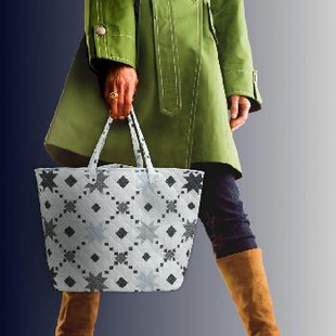 Grey Diamond Square Pattern Quilted Tote Bag