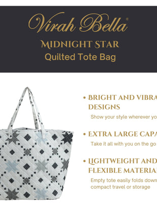 Grey Diamond Square Pattern Quilted Tote Bag
