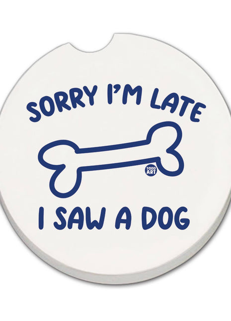 Saw A Dog Stone Car Coaster, Single Pack