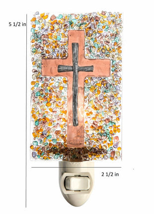 Stained Glass Cross Night Light | Handcrafted J Devlin