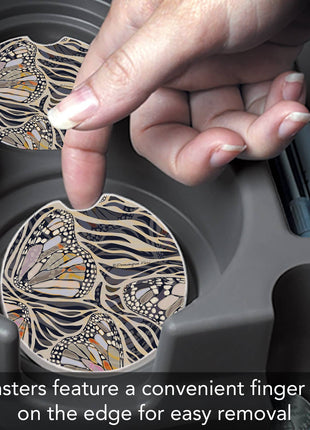 Animal-print stone car coaster for vehicle cup holder