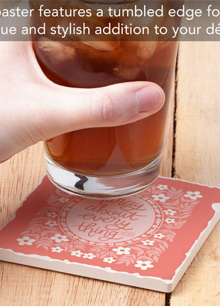 Pray Single Absorbent Tumbled Tile Coaster