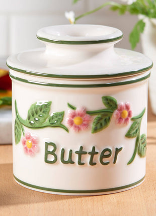 The Original Butter Bell® Crock - Hand Painted Raised Floral