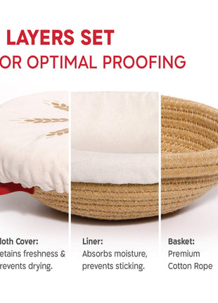 KneadAce Round Cotton Rope Proofing Basket, Solid 9 Inch