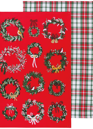 Wreaths Christmas Dishtowels Set of 2