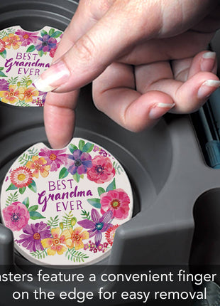 Best Grandma Absorbent Stone Car Coaster, Single Pack