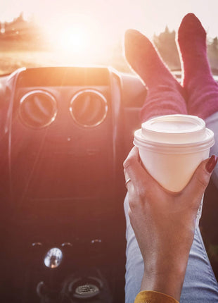Round coffee-themed stone car coaster for vehicle cup holder