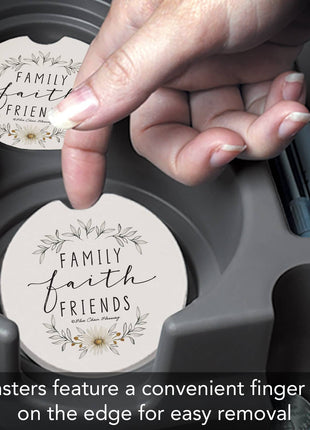 Family, Faith & Friends Absorbent Stone Car Coaster, Single Pack