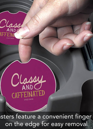 Classy & Caffeinated Absorbent Stone Car Coaster, Single Pack