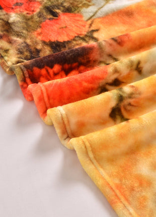 Highland Calf Floral Faux Fur Plush Throw Blanket