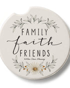 Family, Faith & Friends Absorbent Stone Car Coaster, Single Pack