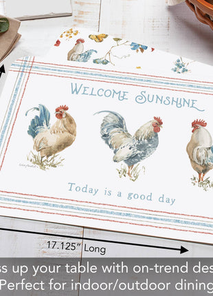 "Countryside Roosters" Reversible Plastic Placemat