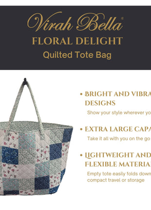 Floral Flower Patchwork Quilted Tote Bag