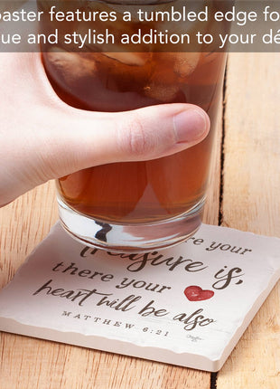 Treasure Single Absorbent Stone Tumbled Tile Coaster