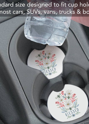 "Blessed Bouquet" Absorbent Stone Car Coaster 1pk