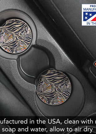 Animal-print stone car coaster for vehicle cup holder