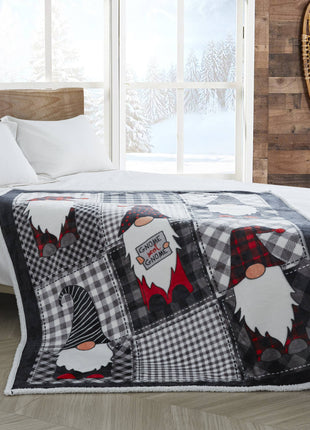 "Gnome Sweet Gnome" Flannel Sherpa Throw Blanket 50"x60"