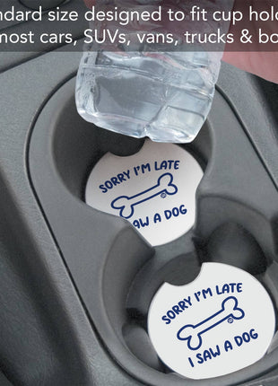 Saw A Dog Stone Car Coaster, Single Pack