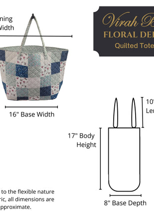 Floral Flower Patchwork Quilted Tote Bag