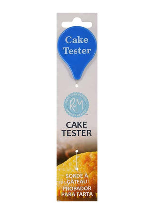 Plastic and stainless steel cake tester close-up