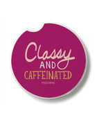 Classy & Caffeinated Absorbent Stone Car Coaster, Single Pack