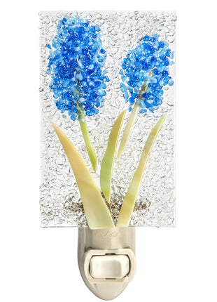 Blue or Purple Flower Fused Glass Night Light J Devlin