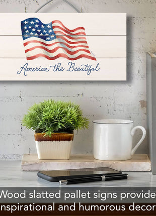 America the Beautiful Pallet Wood Sign, 12 x 6