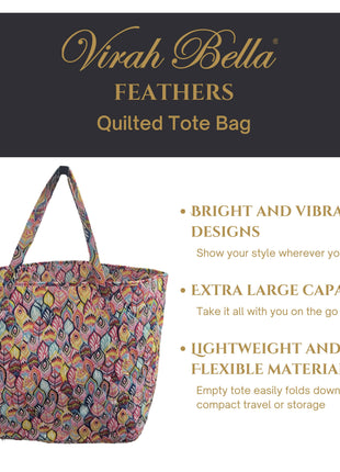 Boho Feather Quilted Tote Bag