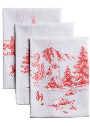 Kitchen Towels 100% Cotton - Set of 3 - Winter Jouy