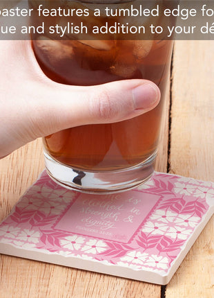 Strength & Dignity Single Absorbent Tumbled Tile Coaster