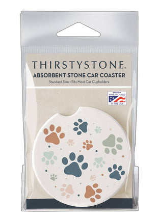 Paw Prints Stone Car Coaster, Single Pack