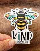Bee Kind vinyl sticker—representative of available sticker designs