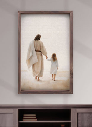 Jesus Walking With Child Large Framed Print
