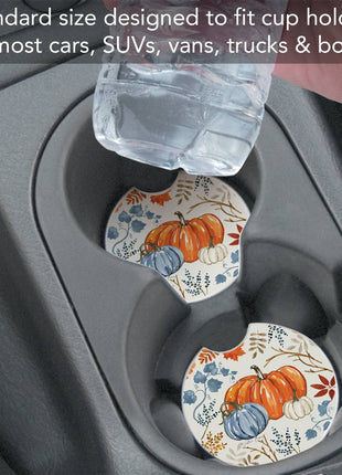 "Autumn Pumpkins" Absorbent Stone Car Coaster 1pk