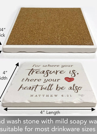 Treasure Single Absorbent Stone Tumbled Tile Coaster