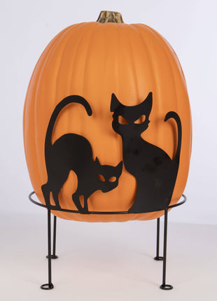 Black Metal Cat Pumpkin Stand