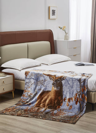 Whitetail Buck Deer Faux Fur Plush Throw Blanket