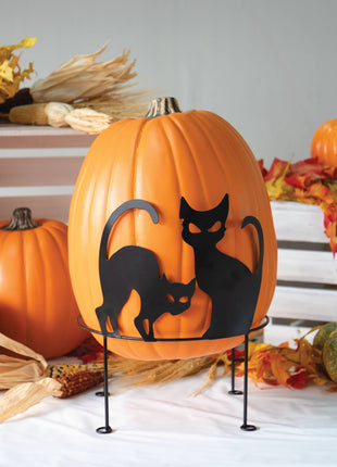 Black Metal Cat Pumpkin Stand